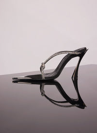 BLACK AND CRYSTAL KNOTTED FANG 95 SANDALS
