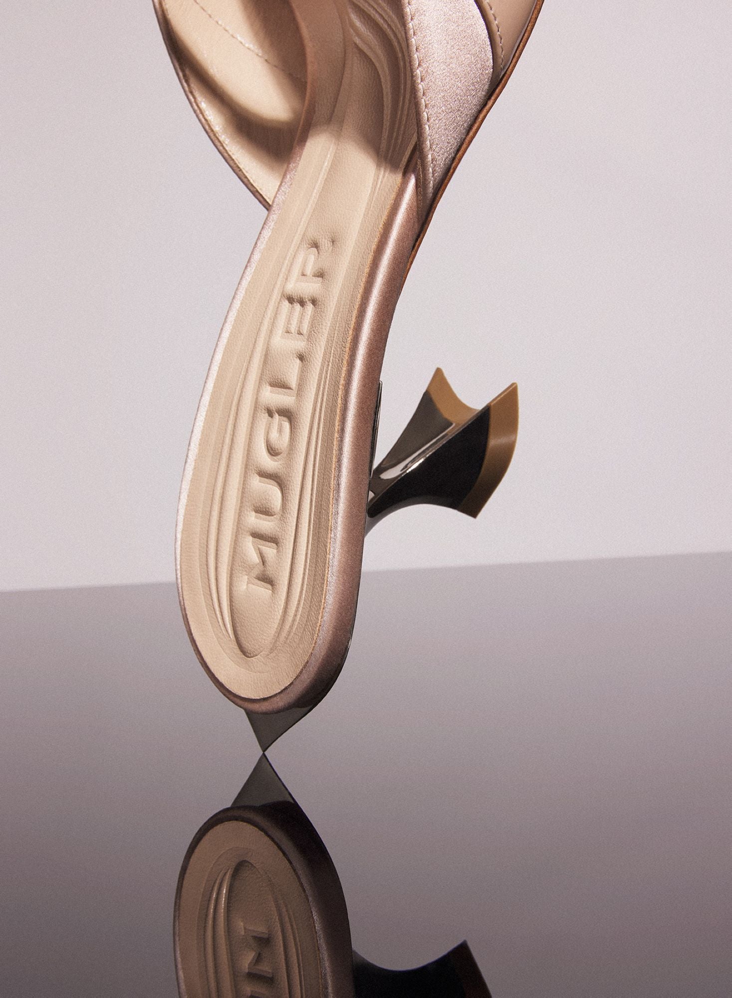 BLACK SATIN FANG 55 MULES WITH STRAP