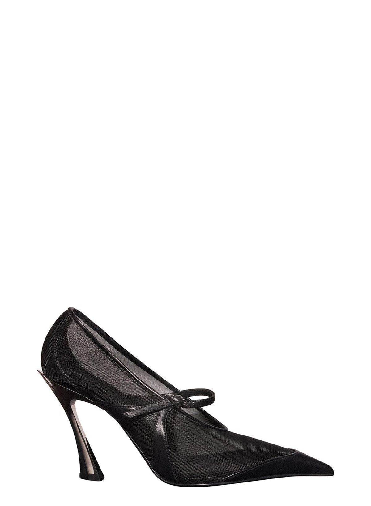 BLACK // black mesh fang 95 pump with strap