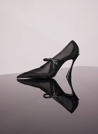 BLACK // black mesh fang 95 pump with strap