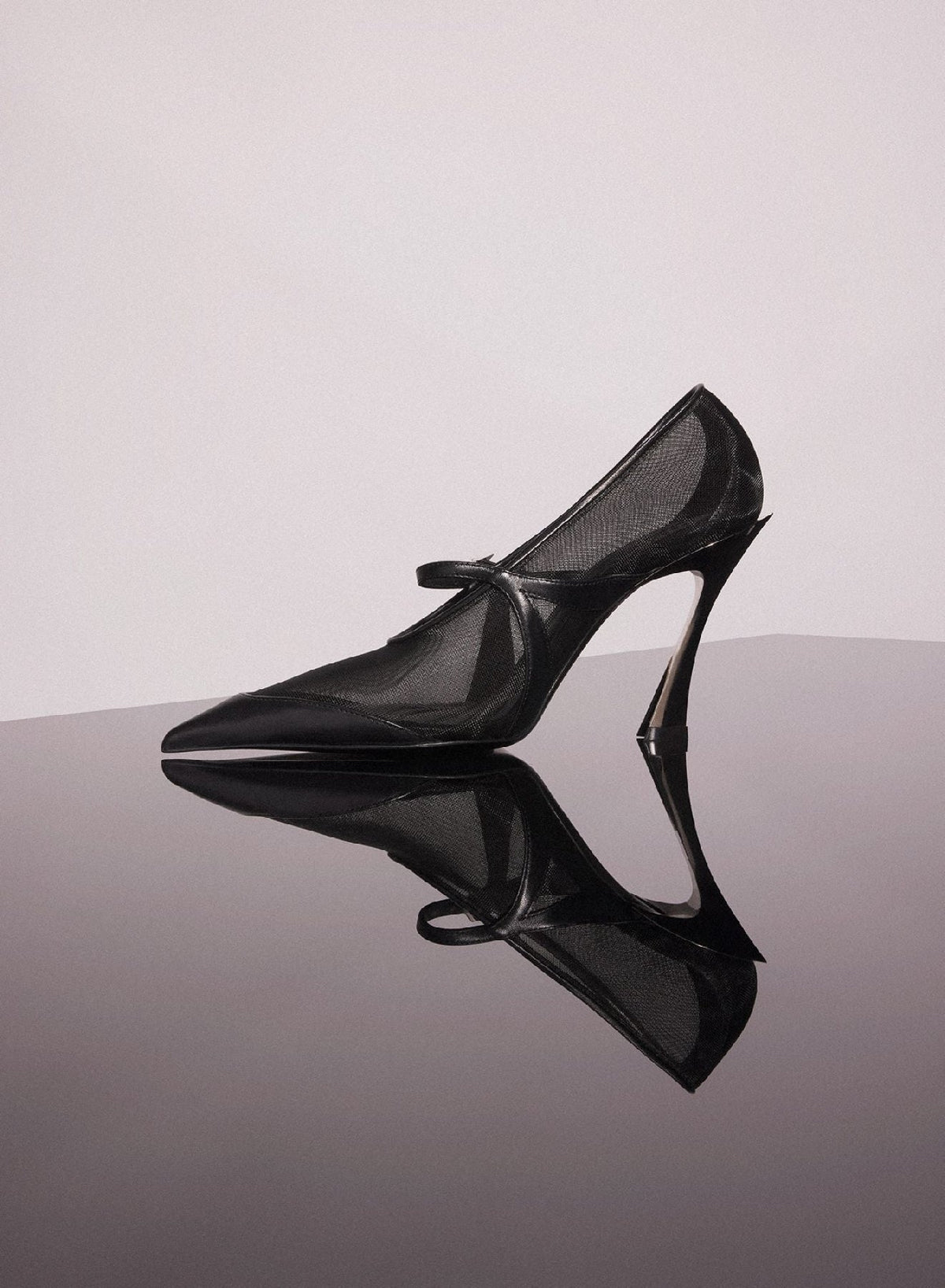 BLACK // black mesh fang 95 pump with strap