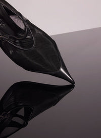 BLACK // black mesh fang 95 pump with strap