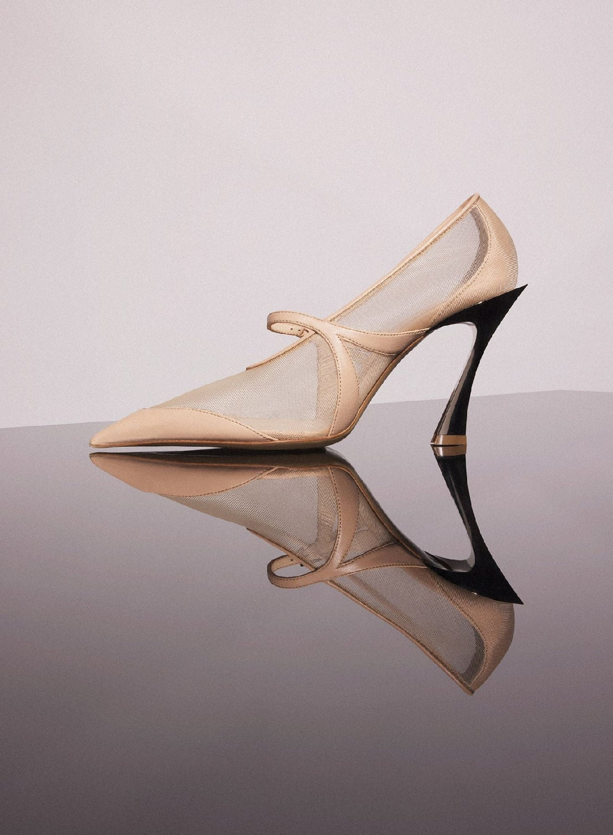 NUDE // nude mesh fang 95 pump with strap