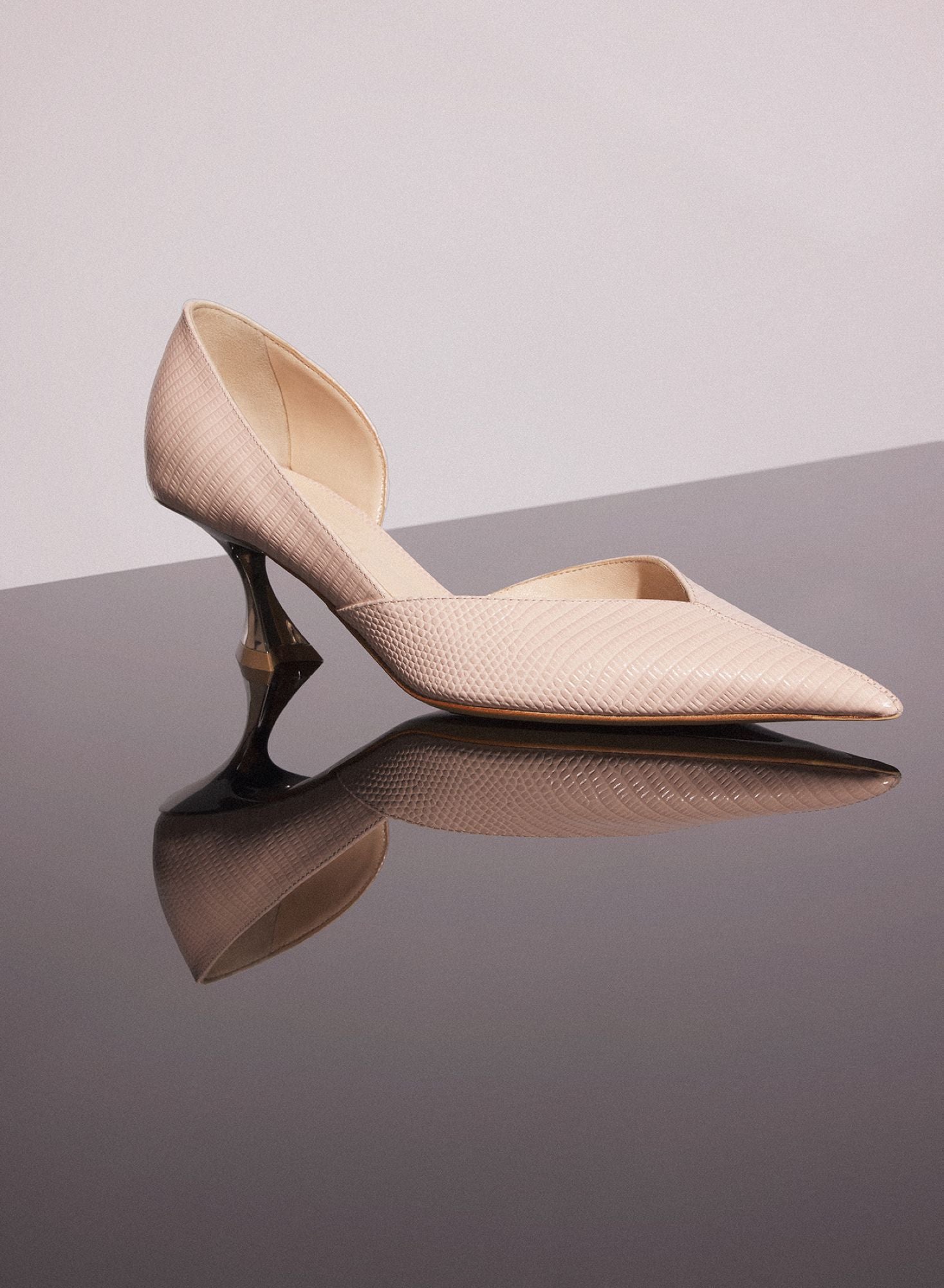 CEMENT PINK LEATHER FANG 55 PUMP