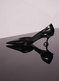 BLACK LEATHER FANG 55 PUMP