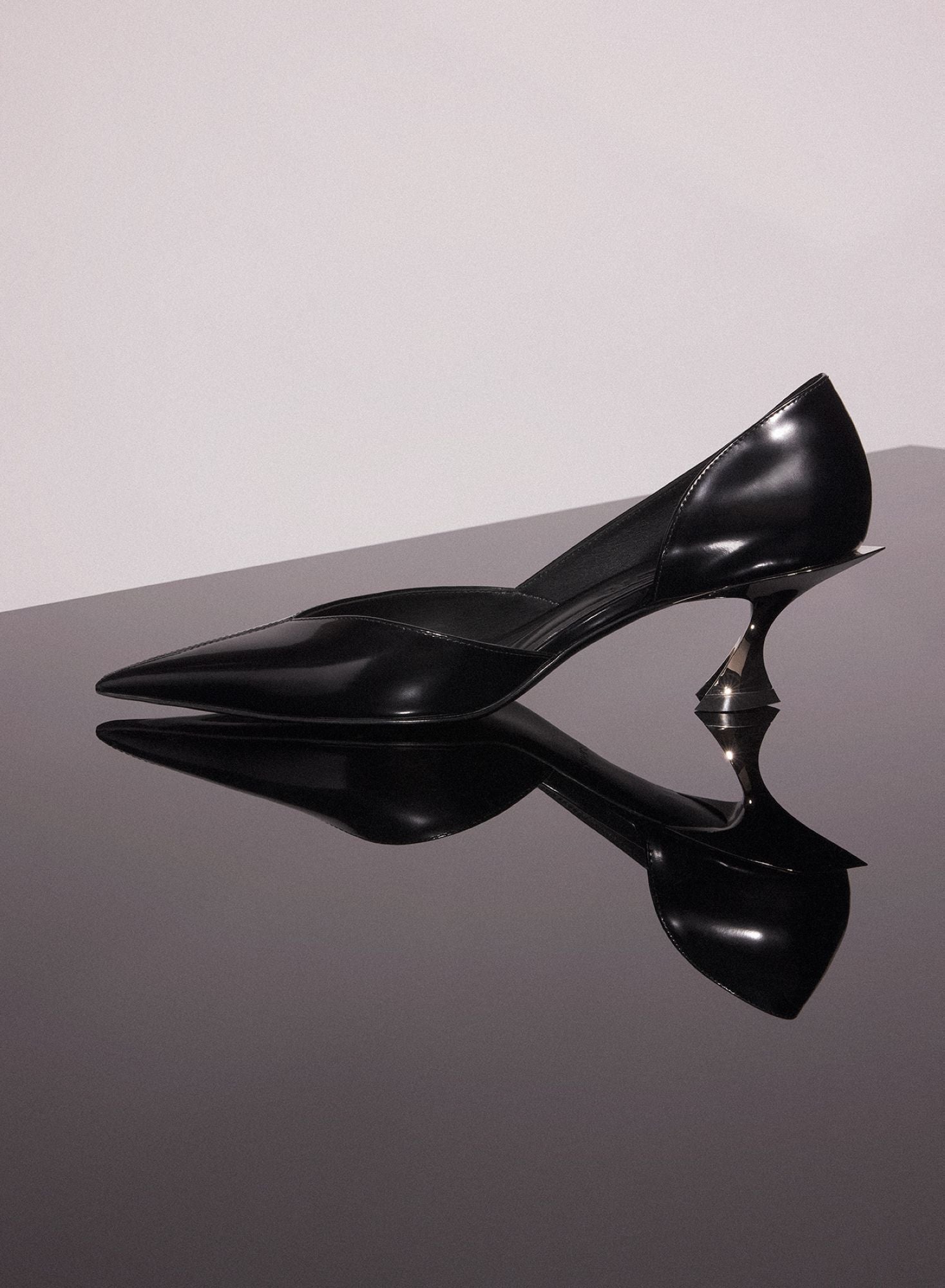 BLACK LEATHER FANG 55 PUMP