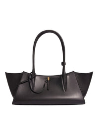 BLACK // black smooth leather fang bag