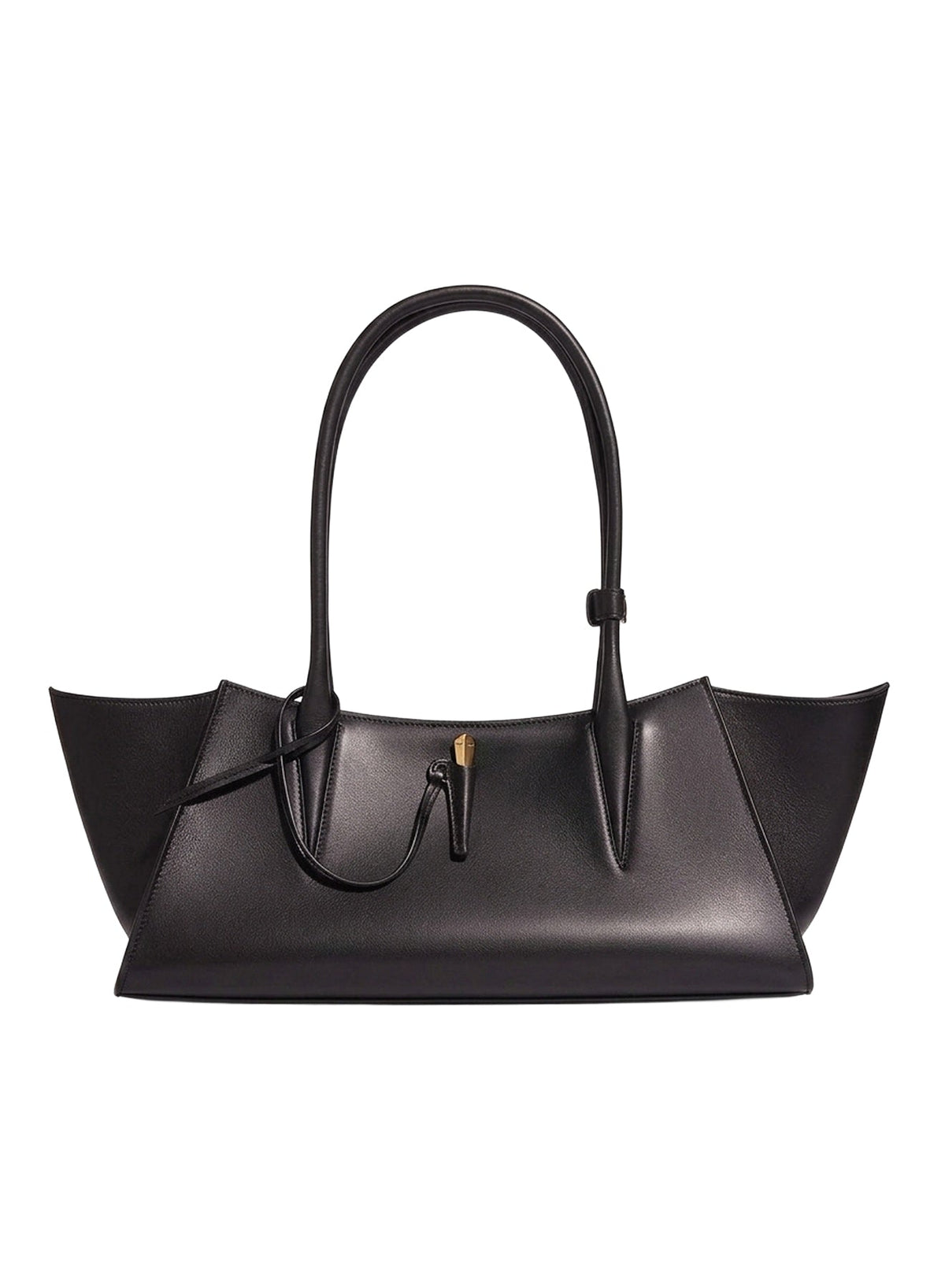 BLACK // black smooth leather fang bag