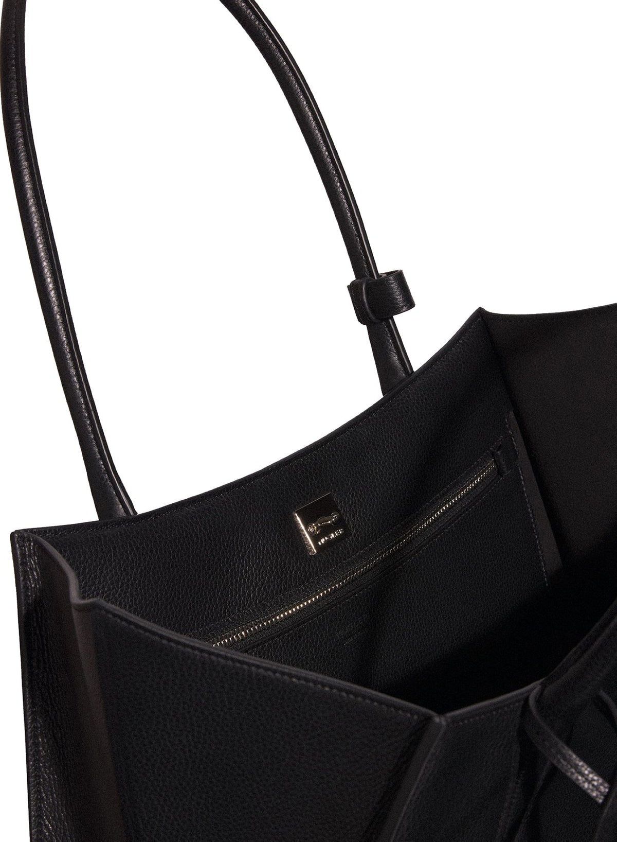 BLACK // black grained leather fang bag