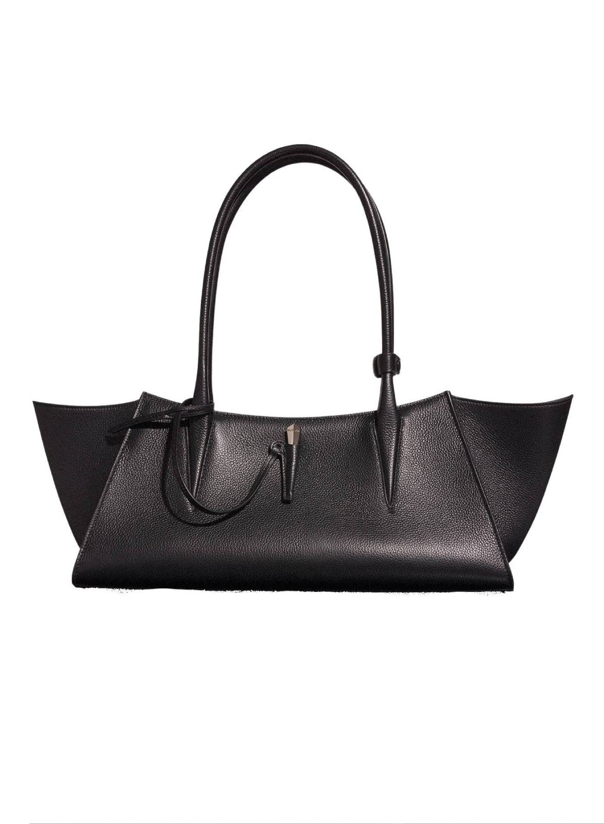 BLACK // black grained leather fang bag