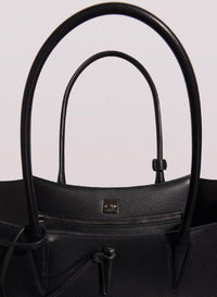 BLACK // black grained leather fang bag