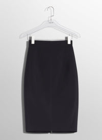 BLACK BUCKLED TAILORED SKIRT