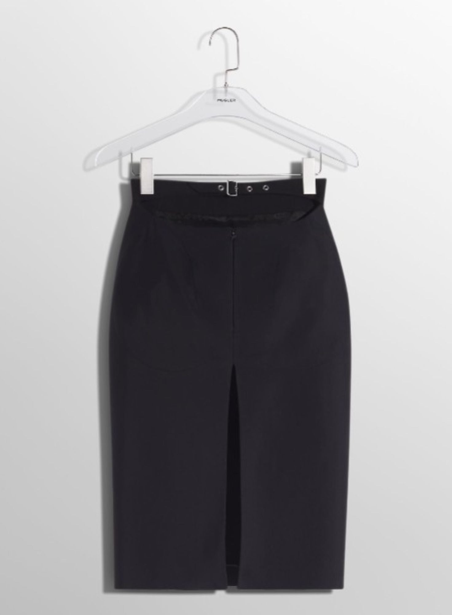 BLACK BUCKLED TAILORED SKIRT