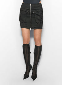 BLACK // black cargo skirt