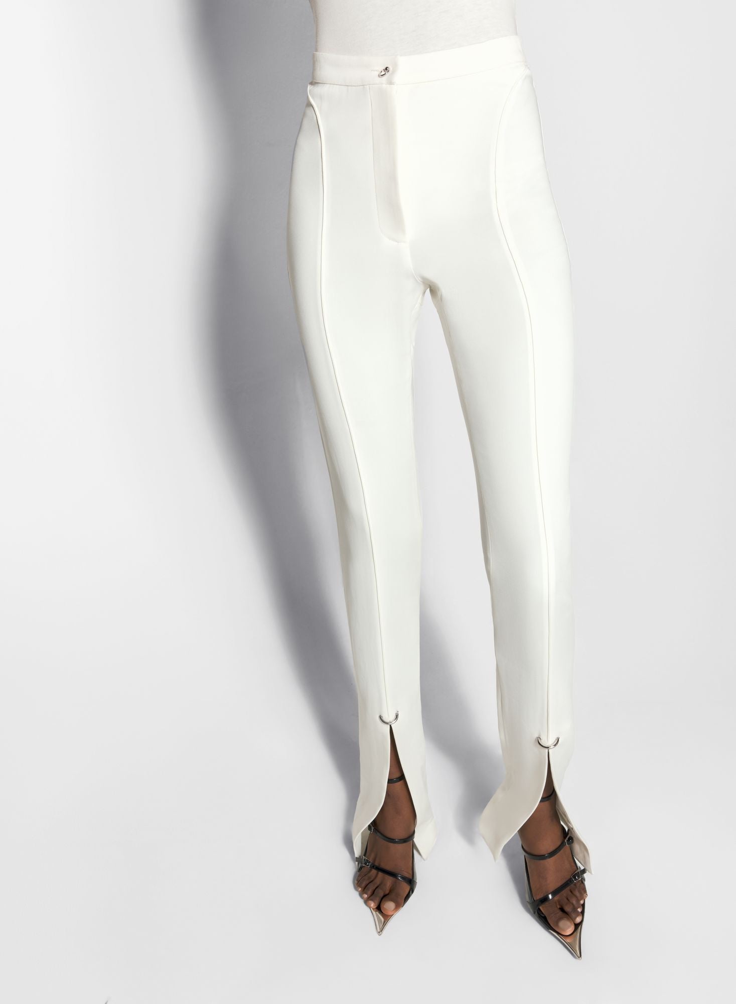 WHITE PIERCED PANTS