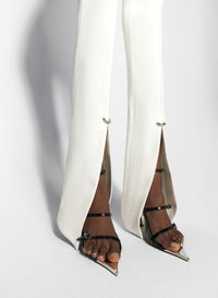 WHITE PIERCED PANTS
