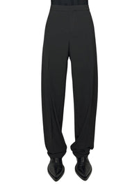 BLACK // black pleated wide-leg trousers