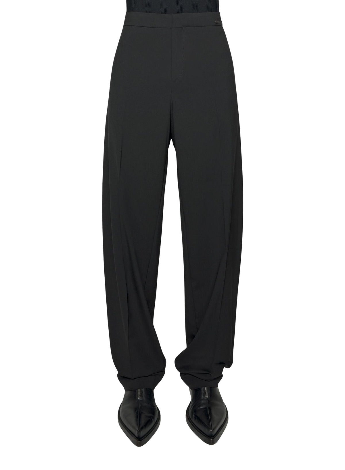 BLACK // black pleated wide-leg trousers