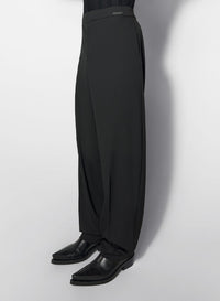 BLACK // black pleated wide-leg trousers