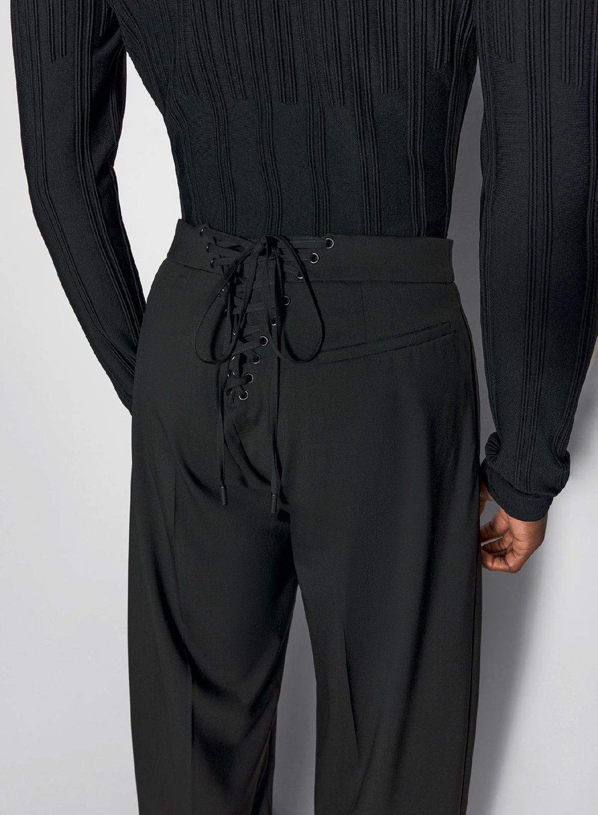 BLACK // black pleated wide-leg trousers