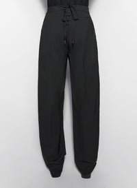 BLACK // black pleated wide-leg trousers