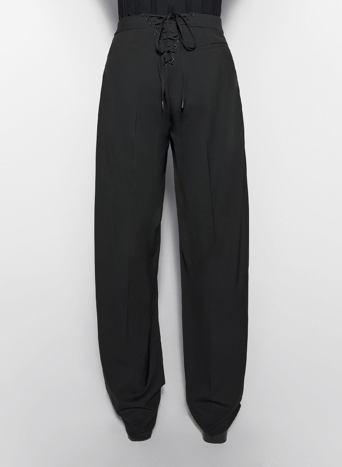 BLACK // black pleated wide-leg trousers