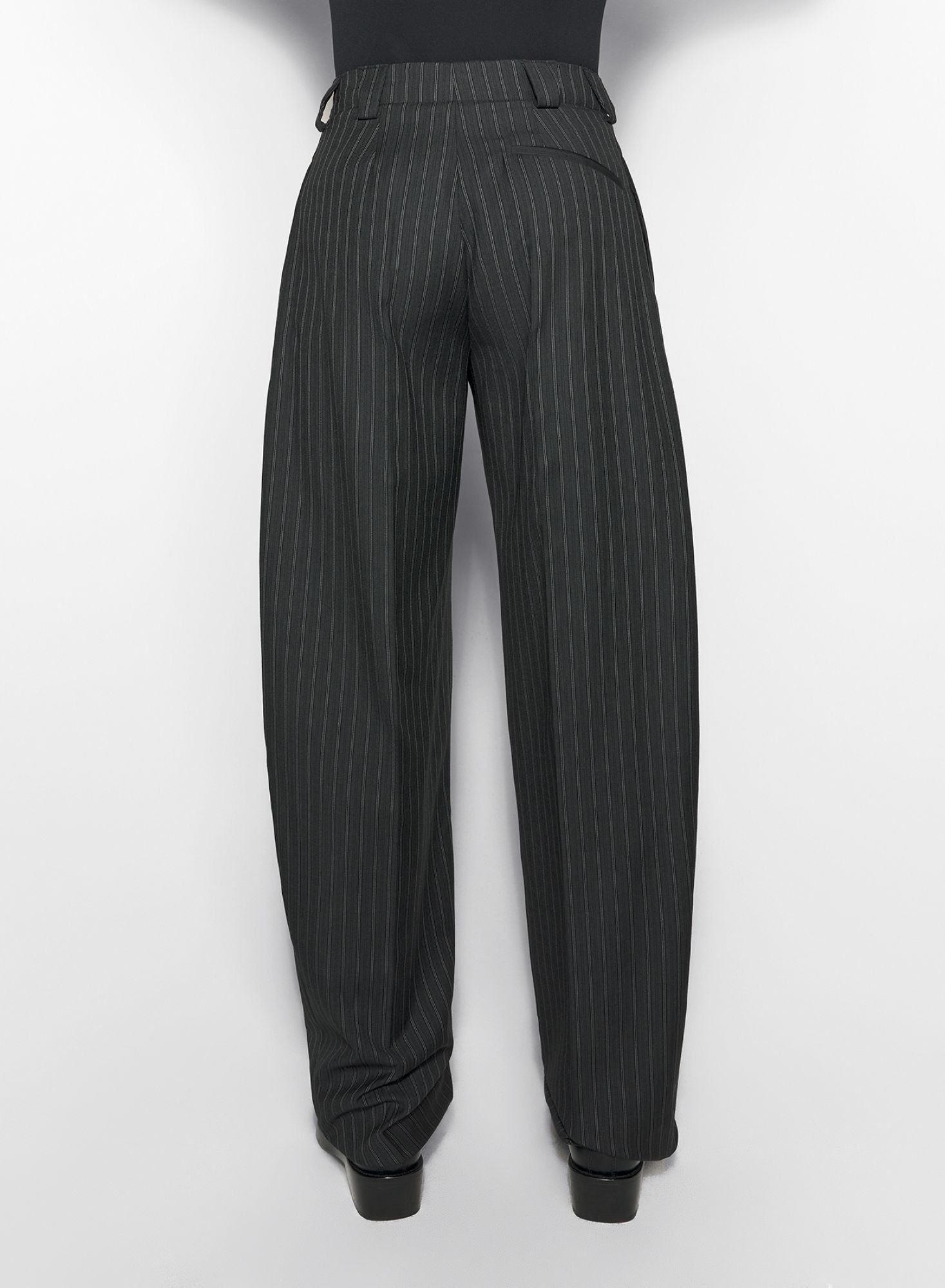 PINSTRIPE PLEATED WIDE LEG TROUSERS