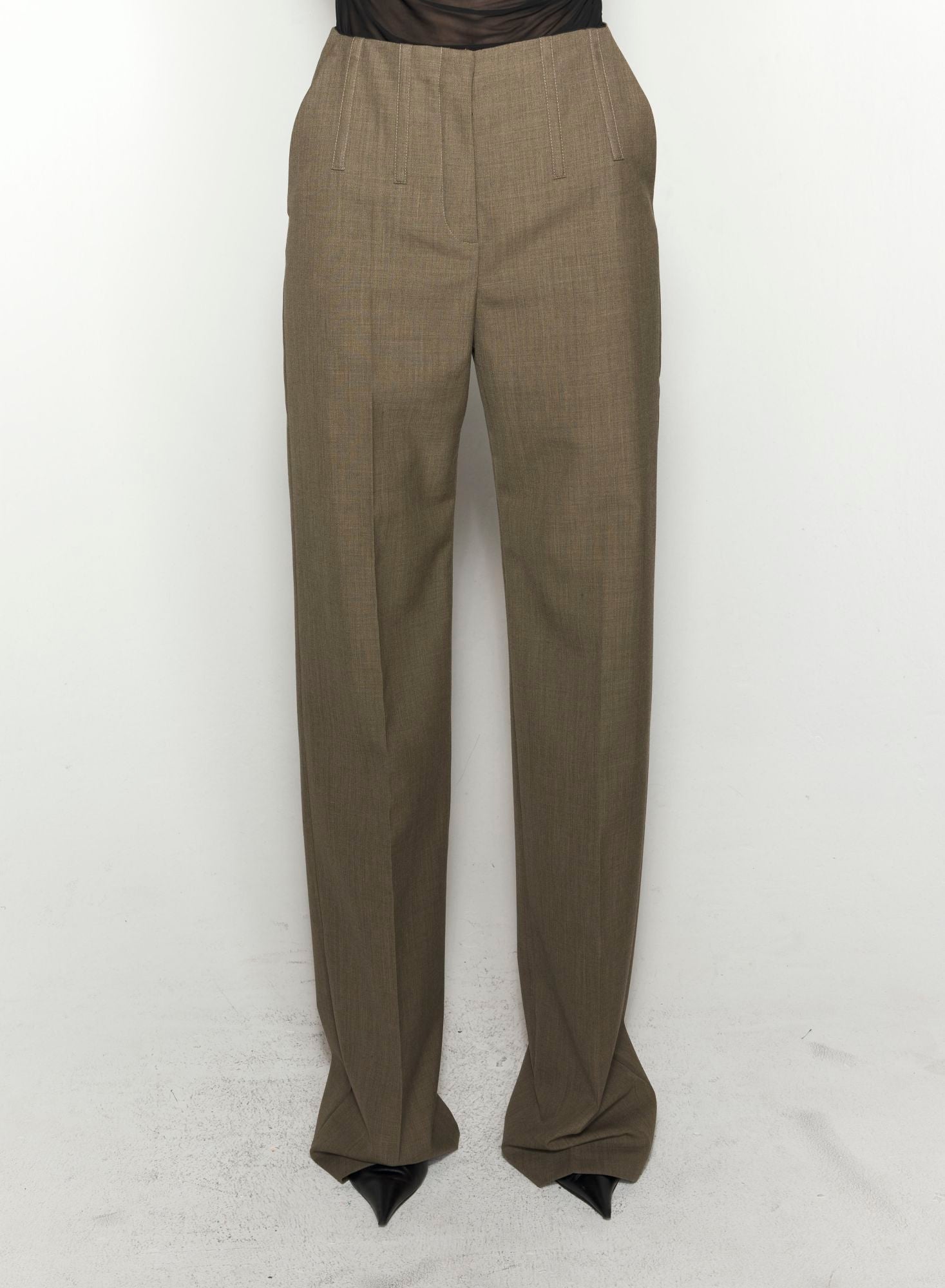 KHAKI CORSET TAILORED TROUSERS