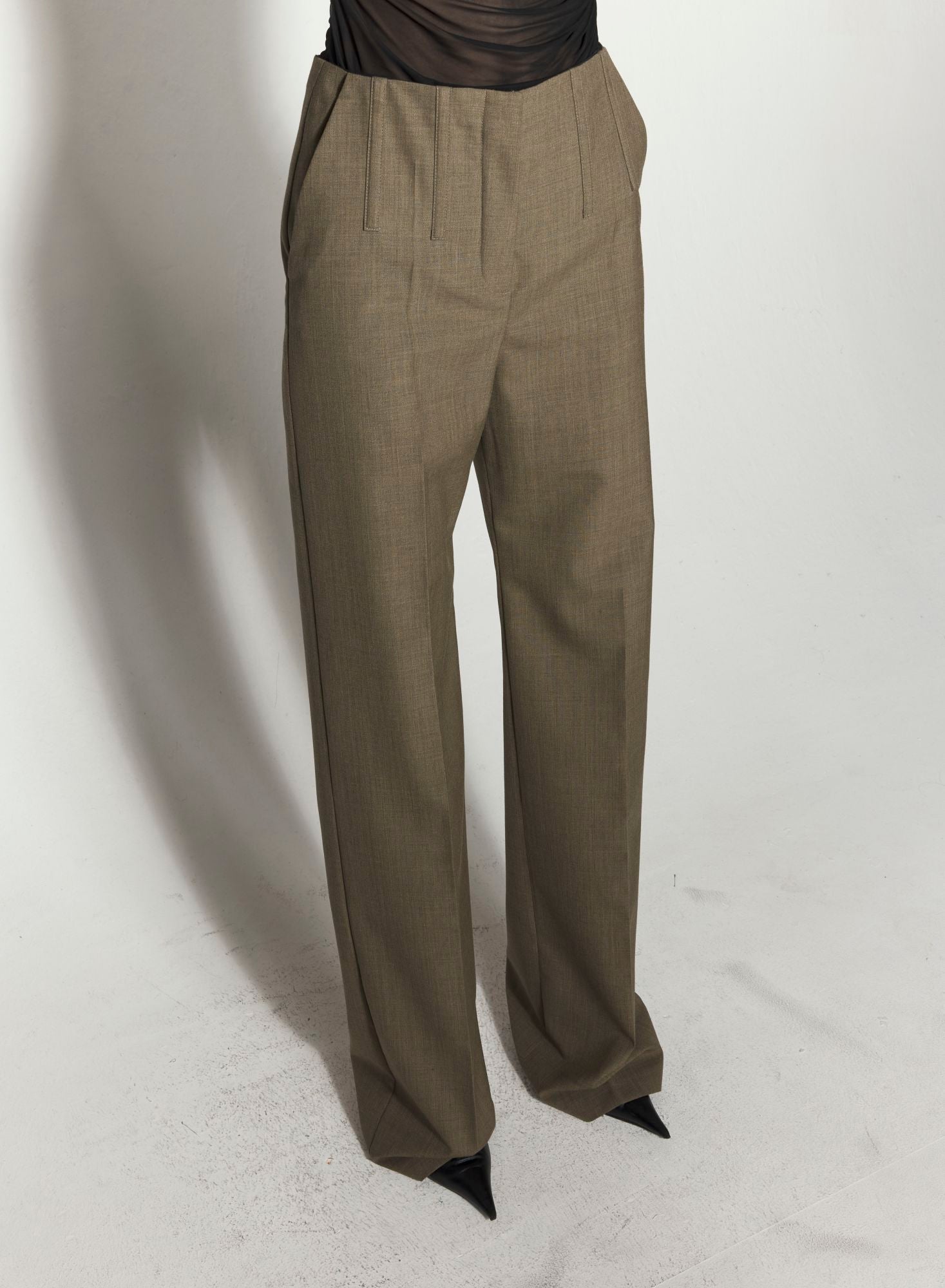 KHAKI CORSET TAILORED TROUSERS