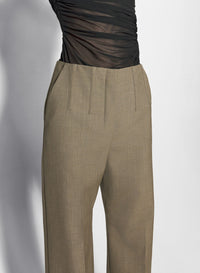 KHAKI CORSET TAILORED TROUSERS