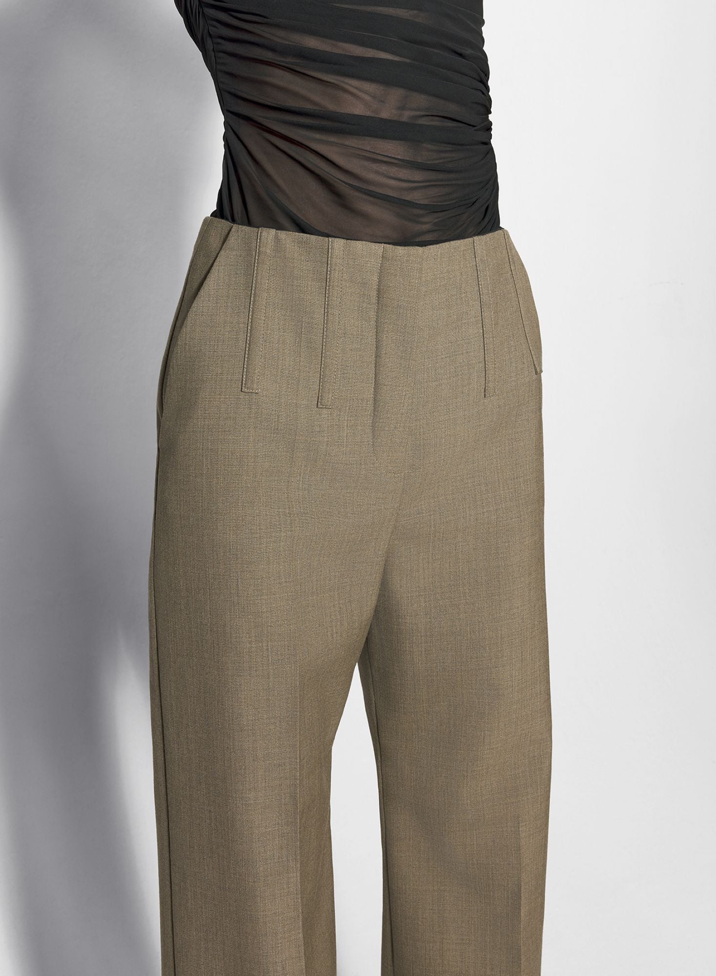 KHAKI CORSET TAILORED TROUSERS
