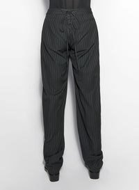 PINSTRIPE LACED UP TAILORING TROUSERS