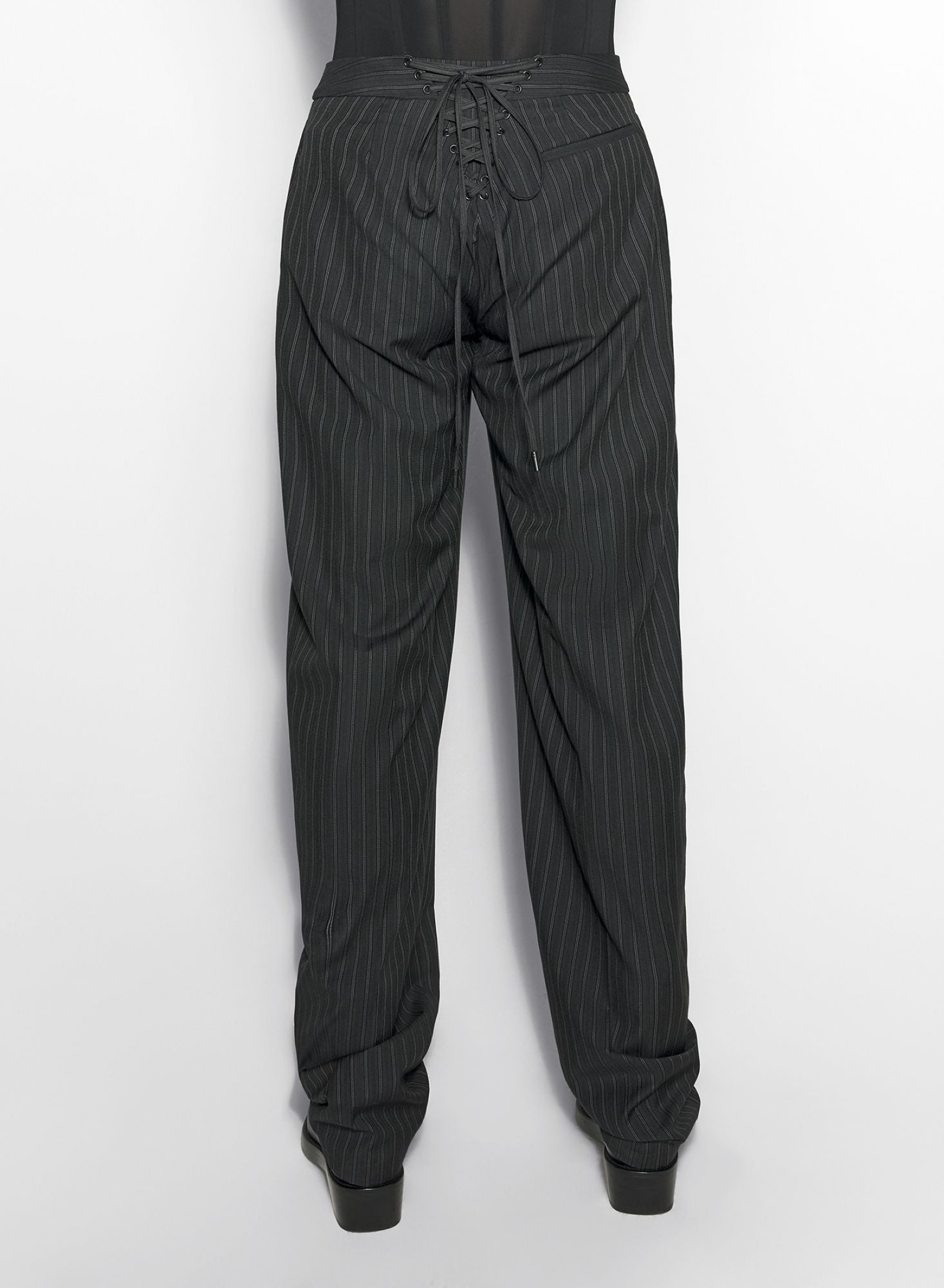 PINSTRIPE LACED UP TAILORING TROUSERS