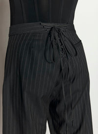 PINSTRIPE LACED UP TAILORING TROUSERS
