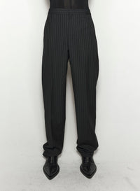 PINSTRIPE LACED UP TAILORING TROUSERS