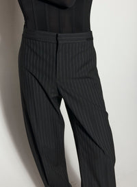 PINSTRIPE LACED UP TAILORING TROUSERS