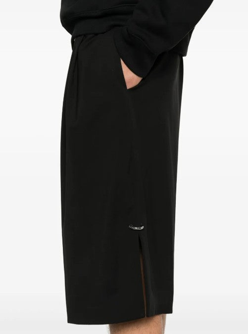 BLACK // black pierced tailored shorts