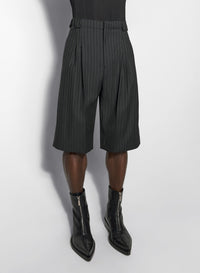 PINSTRIPE PIERCED TAILORED SHORTS