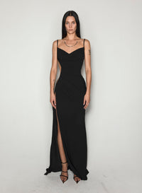 ILLUSION CUT-OUT DRAPED GOWN