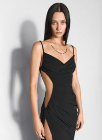 ILLUSION CUT-OUT DRAPED GOWN
