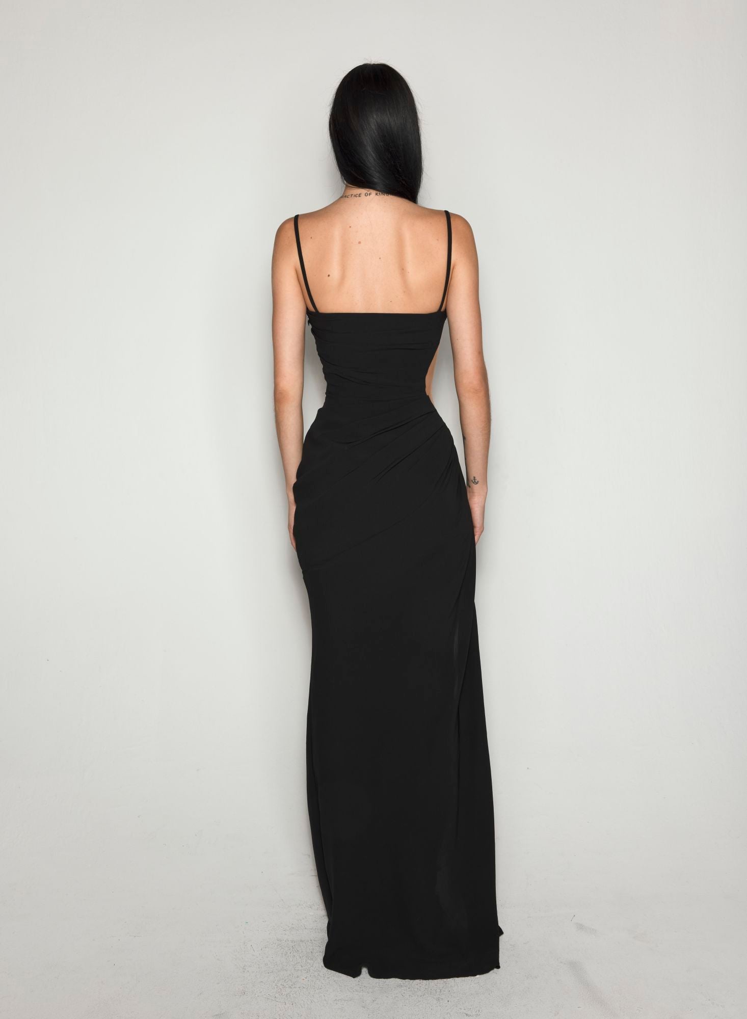 ILLUSION CUT-OUT DRAPED GOWN
