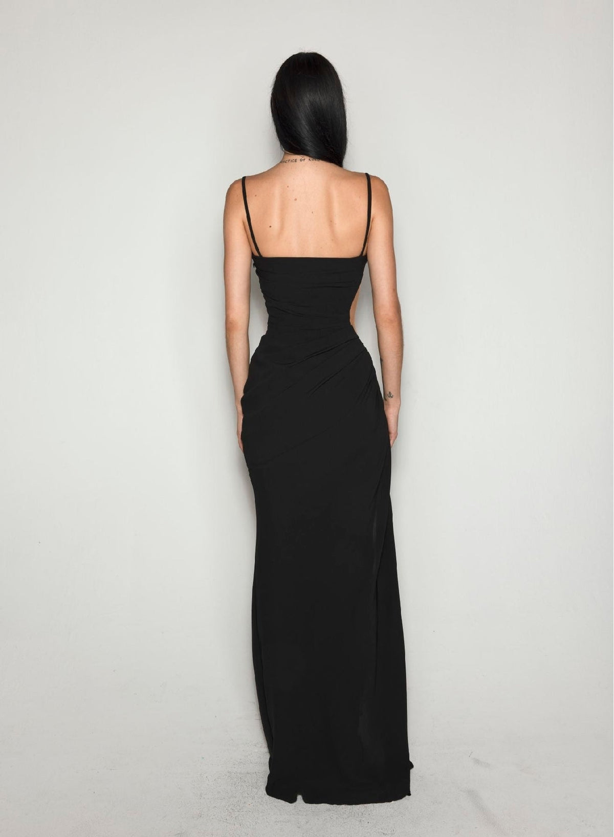 BLACK NUDE 01 // illusion cut-out draped gown
