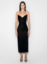 BLACK SIGNATURE STRAPLESS VELVET GOWN