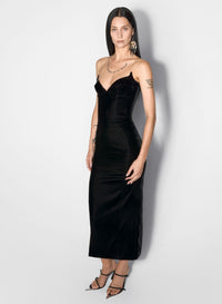 BLACK SIGNATURE STRAPLESS VELVET GOWN