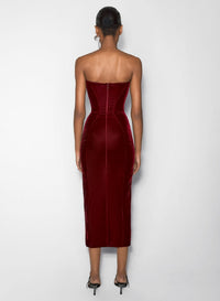 BLOOD RED // red signature strapless velvet gown