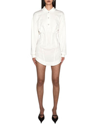 SNOW // white corseted polo dress