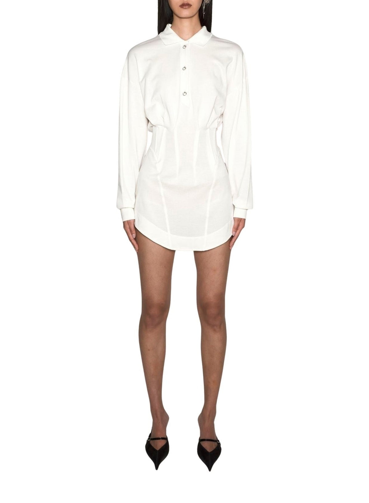 SNOW // white corseted polo dress