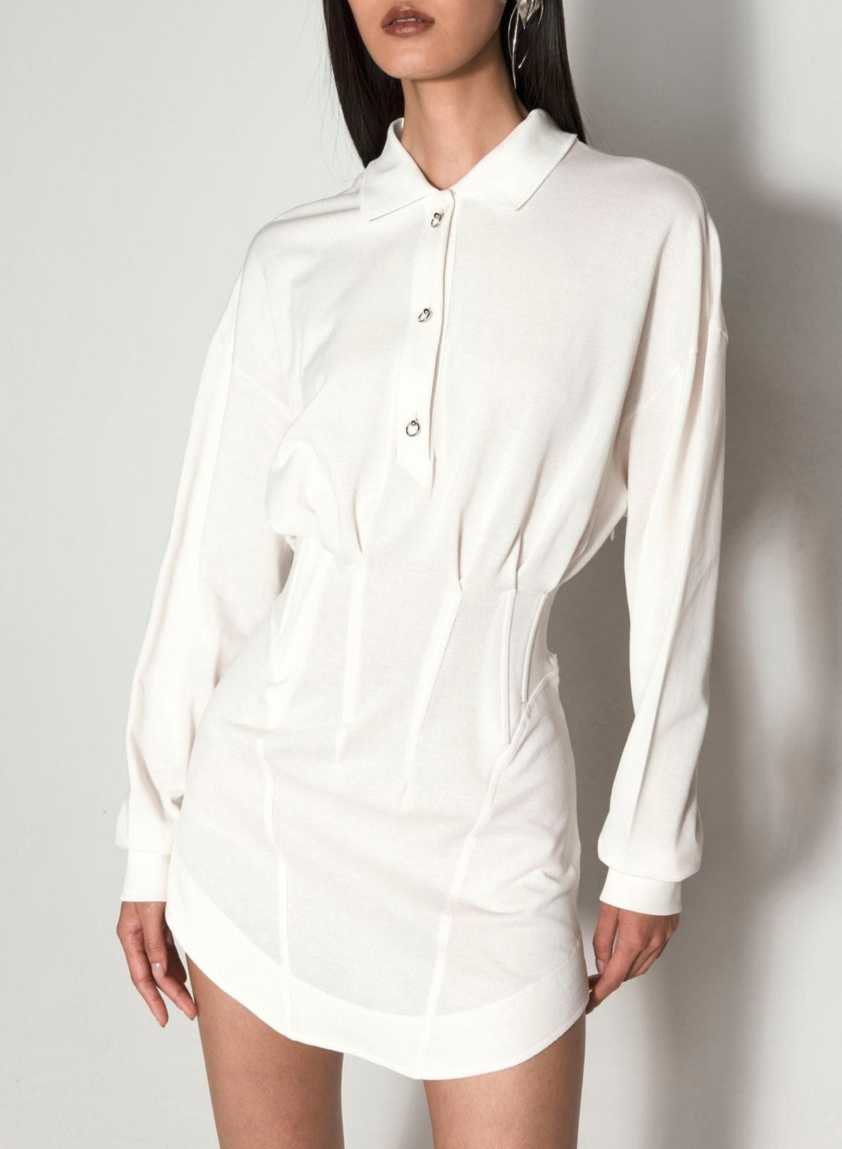 SNOW // white corseted polo dress