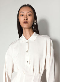 WHITE CORSETED POLO DRESS