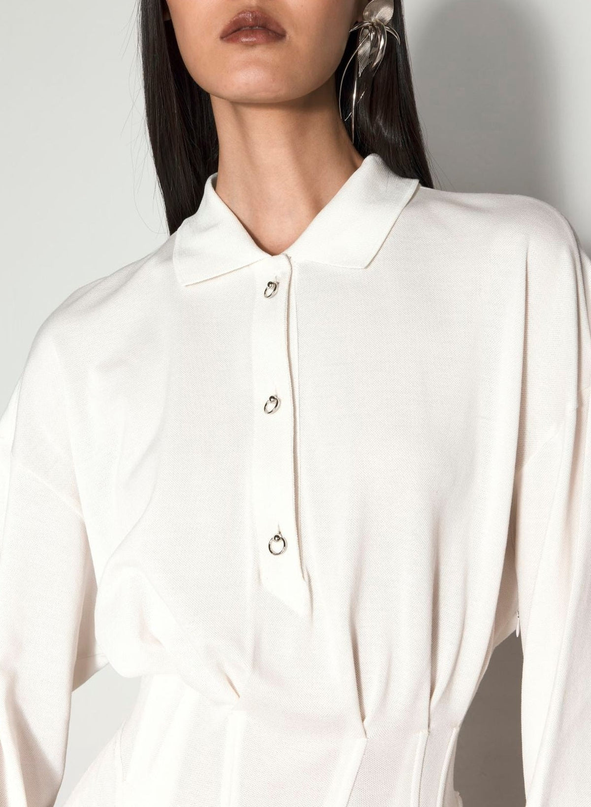 SNOW // white corseted polo dress